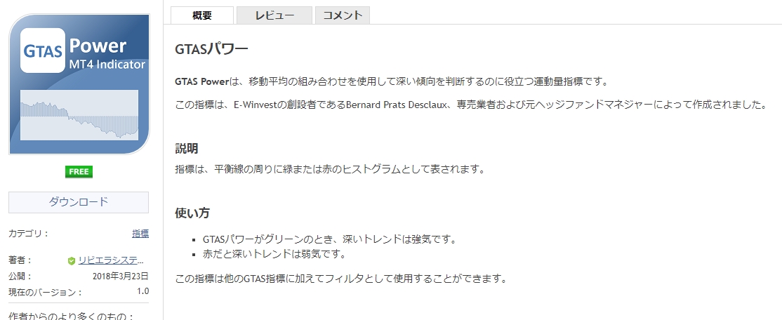 mql5.comのGTAS Powerダウンロードページ