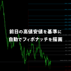 前日の高値安値を基準に自動でフィボナッチを描画