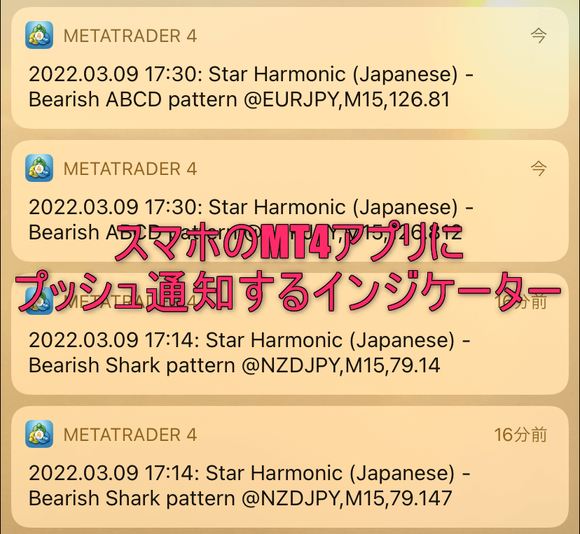 スマホのMT4アプリにプッシュ通知するインジケーター