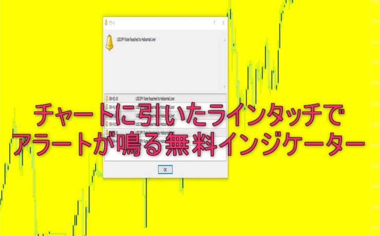 チャートに引いたラインタッチでアラートが鳴る無料インジケーター