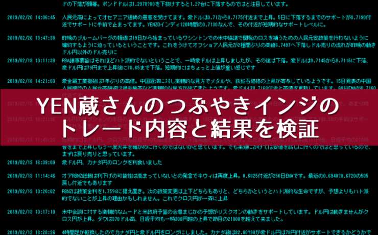 YEN蔵さんのつぶやきを表示するインジケーターのトレード内容と結果を検証