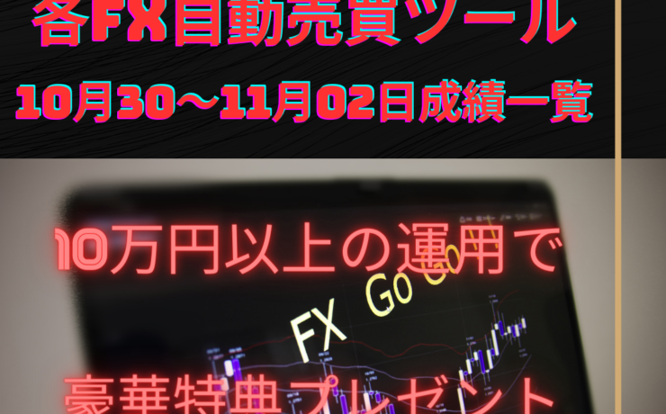 各FX自動売買ツール（EA）の10月30～11月03日の成績一覧