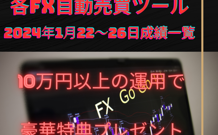 おすすめのFX自動売買ツール（EA）の2024年1月22～26日の成績一覧