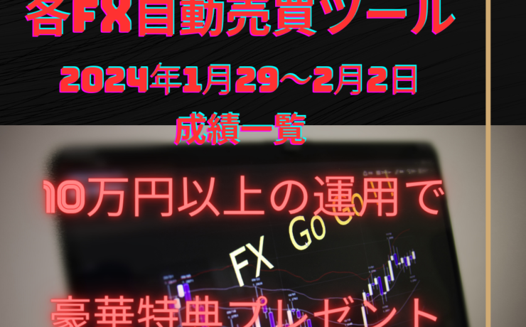 おすすめのFX自動売買ツール（EA）の2024年1月29～2月2日の成績一覧
