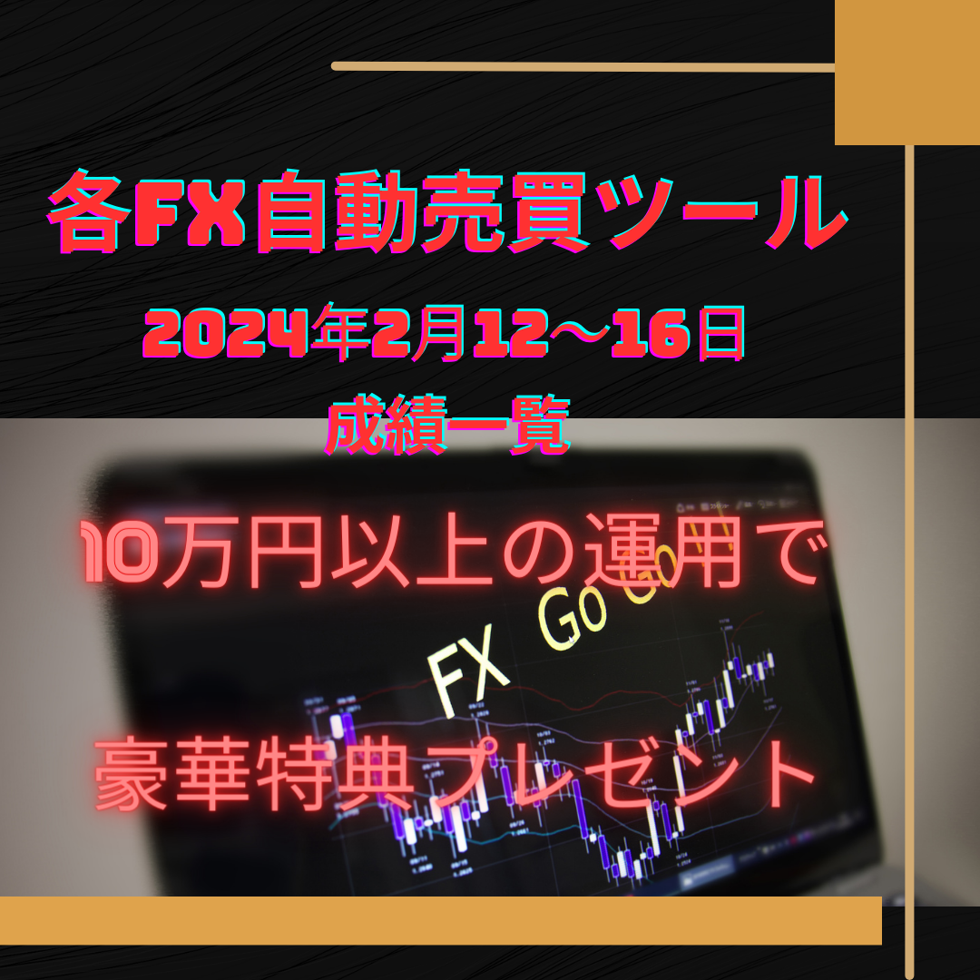 おすすめのFX自動売買ツール（EA）の2024年2月12～16日の成績一覧