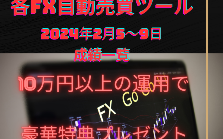 おすすめのFX自動売買ツール（EA）の2024年2月5～9日の成績一覧