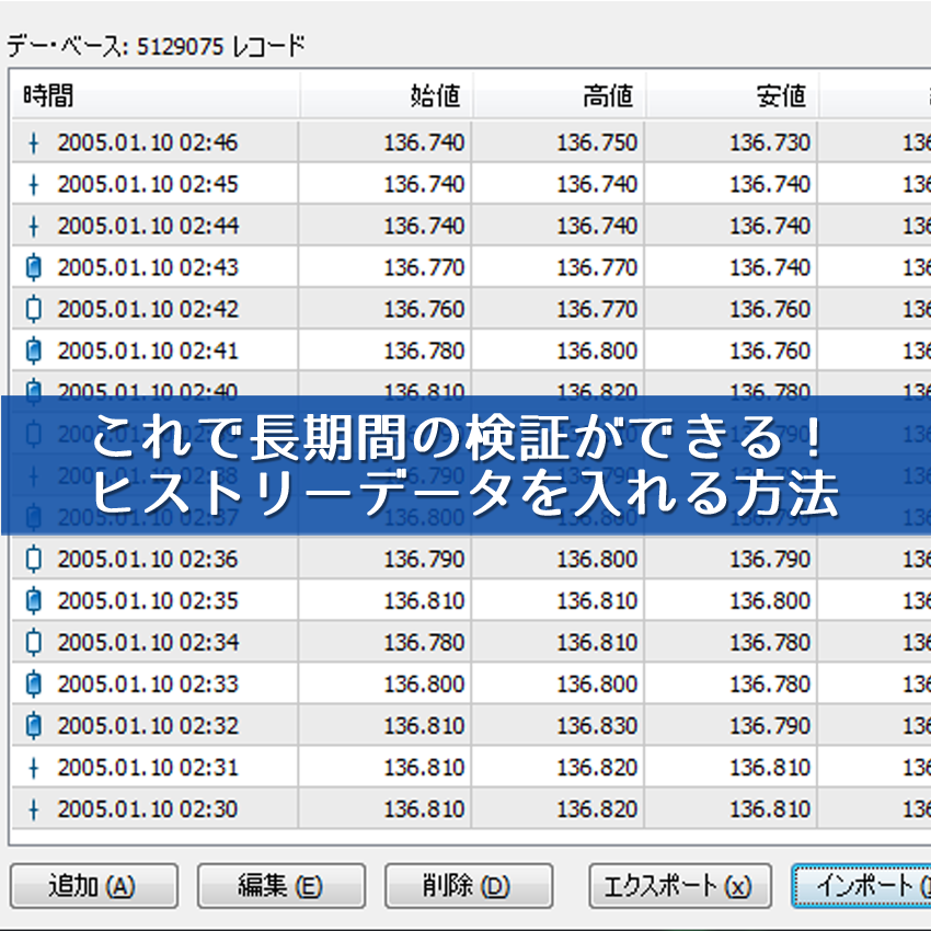 MT4にヒストリーデータを入れる方法